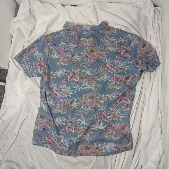 Men's Lee Size XL Hawaiian Casual Button Down Shirt Blue and Purple - Picture 7 of 8